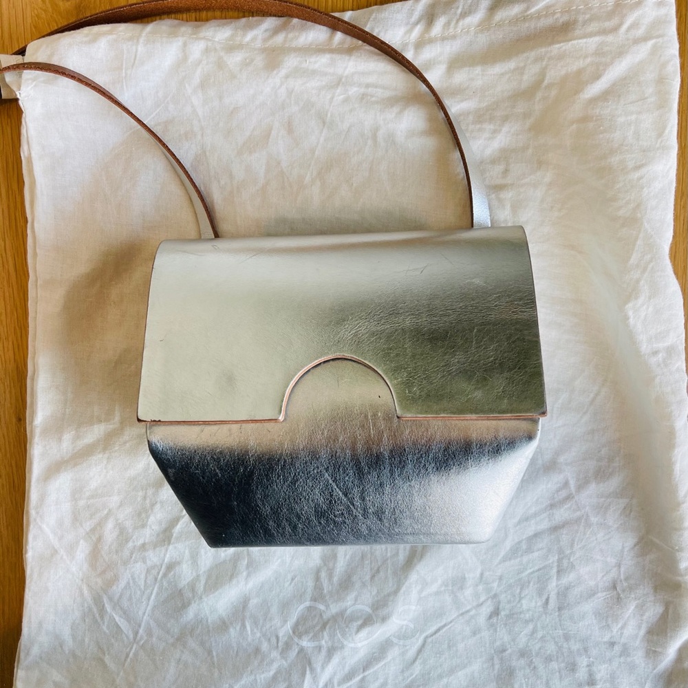 COS metallic leather crossbody bag